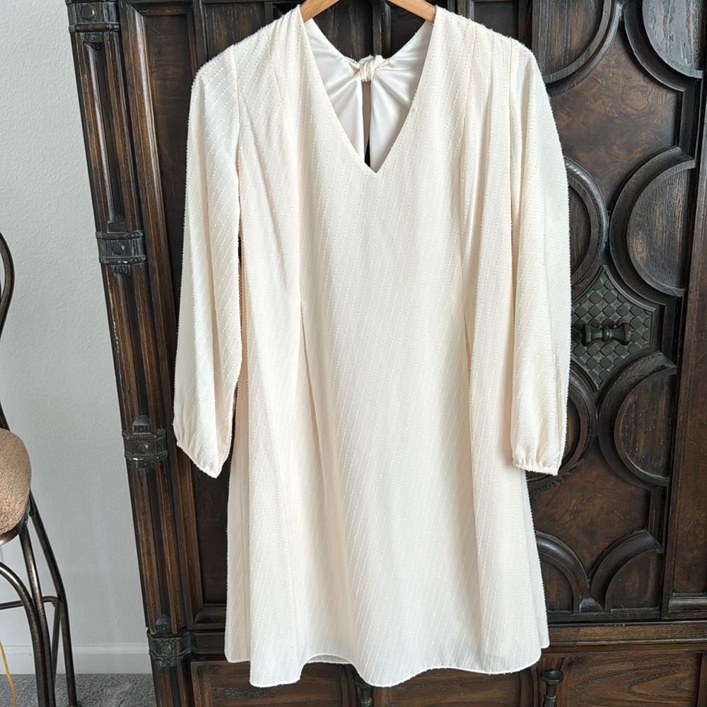 INC crème dress size L NWOT with bow. - Picture 3 of 11